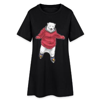 Eisbär Eislaufen Schlittschuhe - Frauen T-Shirt-Kleid - Schwarz - Vorne