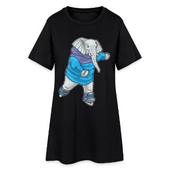 Patins à glace éléphant - Robe T-shirt Femme - noir - Devant