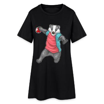 Dachs Handballspieler Handball - Frauen T-Shirt-Kleid - Schwarz - Vorne