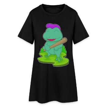 Frosch Baseball Baseballschläger - Frauen T-Shirt-Kleid - Schwarz - Vorne