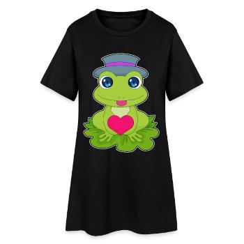 Coeur de grenouille - Robe T-shirt Femme - noir - Devant