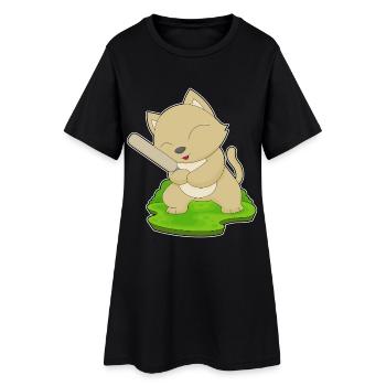 Cat Cricket Cricket Bats - Women’s T-Shirt Dress - black - Front