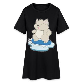 Snowboardeur Chat Snowboard - Robe T-shirt Femme - noir - Devant