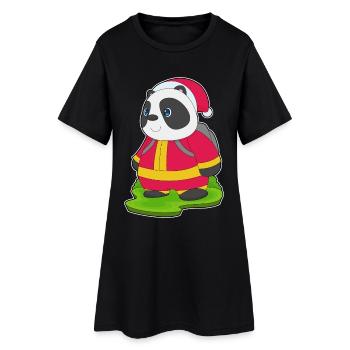 Panda Noël Pompiers - Robe T-shirt Femme - noir - Devant