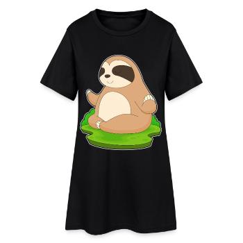 Faultier Yoga Fitness Meditation - Frauen T-Shirt-Kleid - Schwarz - Vorne