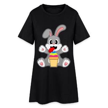 Hase Cupcake - Frauen T-Shirt-Kleid - Schwarz - Vorne