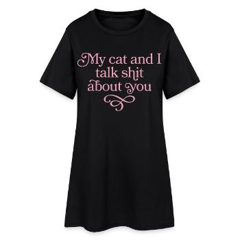 Duo de blasphème de chat en rose - Robe T-shirt Femme - noir - Devant