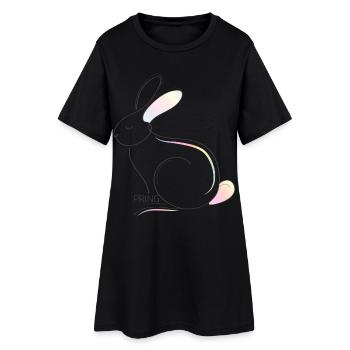 Illustration de lapin minimaliste pour le printemps - Robe T-shirt Femme - noir - Devant