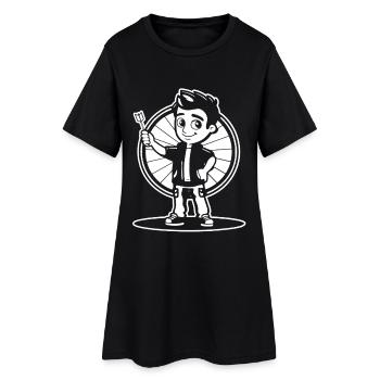 Kleiner Dartspieler Comic Look - Frauen T-Shirt-Kleid - Schwarz - Vorne