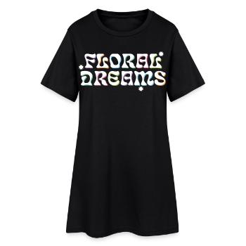 Rêves floraux style rétro - Robe T-shirt Femme - noir - Devant
