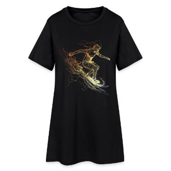 Dessin au trait de l’amoureux du surf - Robe T-shirt Femme - noir - Devant