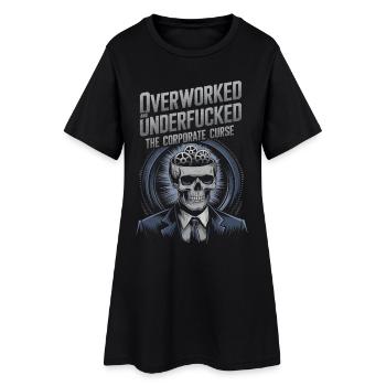 Surmené et sous-estimé***d- Humour squelette d’entreprise - Robe T-shirt Femme - noir - Devant