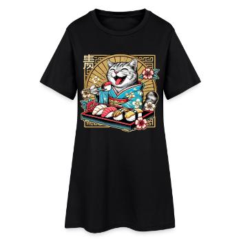Sushi Cat Tigre Kimono Maki Nigiri Cadeau - Robe T-shirt Femme - noir - Devant