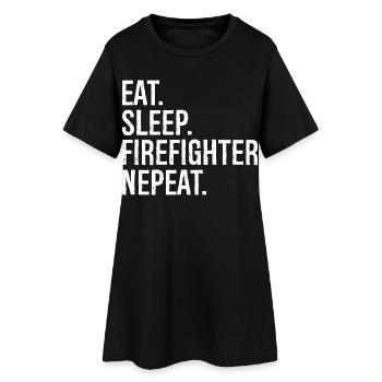 Manger Dormir Pompier Nepeat - Robe T-shirt Femme - noir - Devant