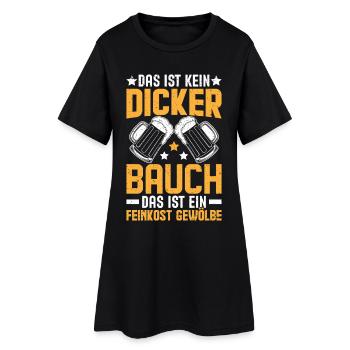 Lustiges Shirt: Feinkostgewölbe statt dicker Bauch - Frauen T-Shirt-Kleid - Schwarz - Vorne