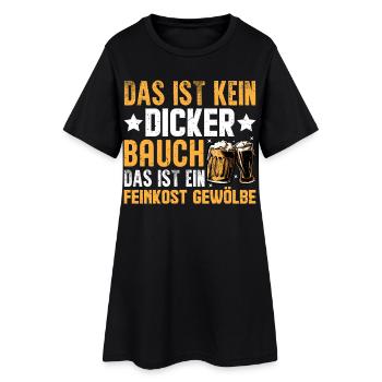 Feinkostgewölbe – Lustiges Shirt für Bauchliebhabe - Frauen T-Shirt-Kleid - Schwarz - Vorne