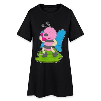Schmetterling Telefon - Frauen T-Shirt-Kleid - Schwarz - Vorne