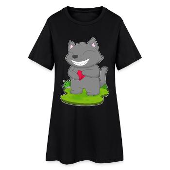 Katze Poker Pokerkarten - Frauen T-Shirt-Kleid - Schwarz - Vorne