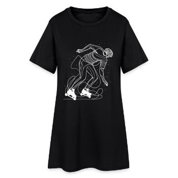 Patineur à roulettes Line Art - Robe T-shirt Femme - noir - Devant