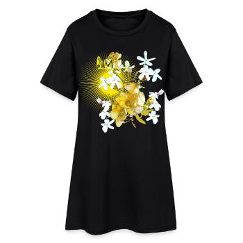 Fleurs printanières jaunes au printemps comme motif - Robe T-shirt Femme - noir - Devant
