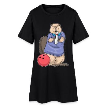 Beaver Bowling Boule de bowling - Robe T-shirt Femme - noir - Devant
