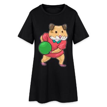 Hamster Bowling Bowlingkugel - Frauen T-Shirt-Kleid - Schwarz - Vorne