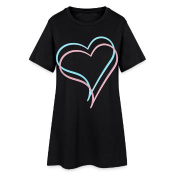 Coeurs bleu rose - Robe T-shirt Femme - noir - Devant