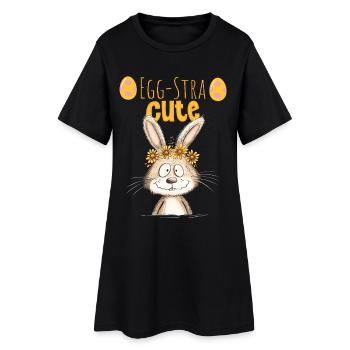 Egg-Stra Cute Easter Bunny Saying Easter Motif - Women’s T-Shirt Dress - black - Front