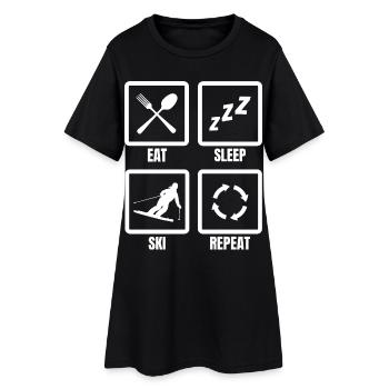 Manger Dormir Ski Répéter - Robe T-shirt Femme - noir - Devant