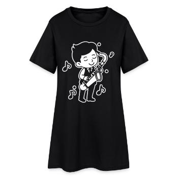 Saxophone Kid Croquis - Robe T-shirt Femme - noir - Devant