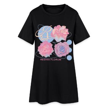 Regina Florum – Design de rose inhabituel - Robe T-shirt Femme - noir - Devant