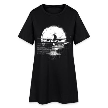 Avion de ligne - Robe T-shirt Femme - noir - Devant