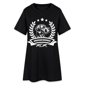 "Rhodesian Ridgeback Mom" Banner and Wreath - Women’s T-Shirt Dress - black - Front