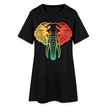 Elephant Head Colorful - Women’s T-Shirt Dress - black - Front