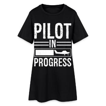 Pilote en cours - Robe T-shirt Femme - noir - Devant