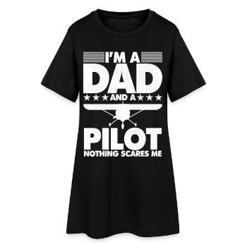 Je suis papa et pilote, rien ne me fait peur - Robe T-shirt Femme - noir - Devant