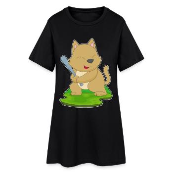 Cat Baseball Batte de baseball - Robe T-shirt Femme - noir - Devant