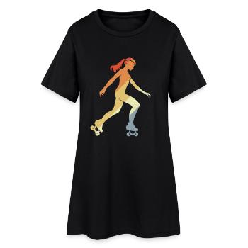 Vintage Roller Skating Fille Graphique - Robe T-shirt Femme - noir - Devant