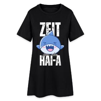 Zeit für die HAI-A – Müder Hai Anime Design - Frauen T-Shirt-Kleid - Schwarz - Vorne