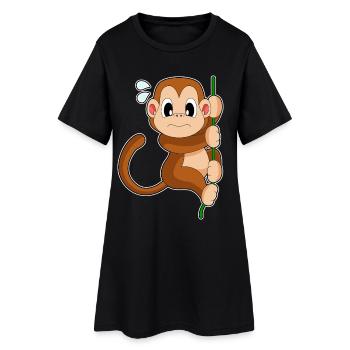 Affe Liane Dschungel - Frauen T-Shirt-Kleid - Schwarz - Vorne