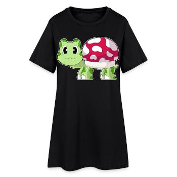 Champignon Tortue - Robe T-shirt Femme - noir - Devant