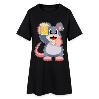Maus Bier - Frauen T-Shirt-Kleid - Schwarz - Vorne