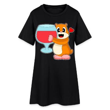 Vin rouge hamster - Robe T-shirt Femme - noir - Devant