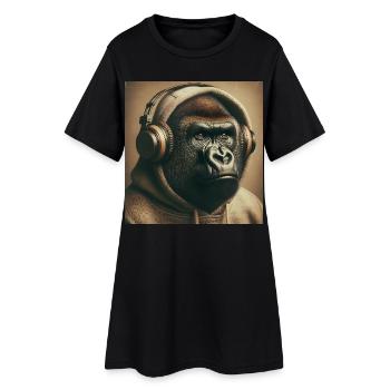 Gorille avec casque à capuche - Robe T-shirt Femme - noir - Devant