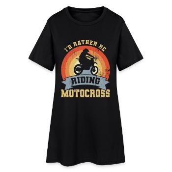 I'd Rather Be Riding Motocross - Frauen T-Shirt-Kleid - Schwarz - Vorne