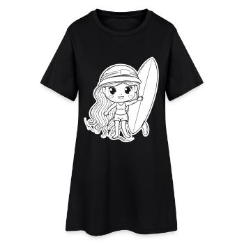 Kleines Surfer Mädchen - Frauen T-Shirt-Kleid - Schwarz - Vorne
