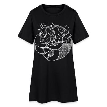 Renard à 7 queues - Blanc pour noir - NUMÉRIQUE - Robe T-shirt Femme - noir - Devant