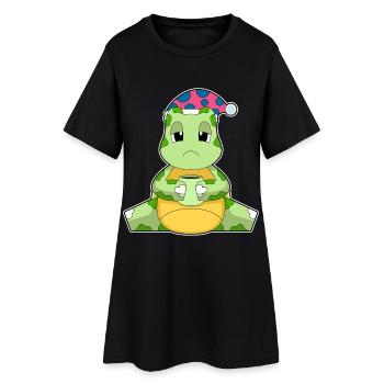 Tasse de café tortue - Robe T-shirt Femme - noir - Devant