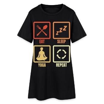 Manger dormir Yoga Répéter - Robe T-shirt Femme - noir - Devant