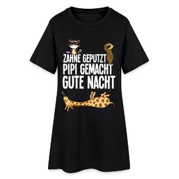 raton laveur paresseux girafe dents brossé bonne nuit - Robe T-shirt Femme - noir - Devant